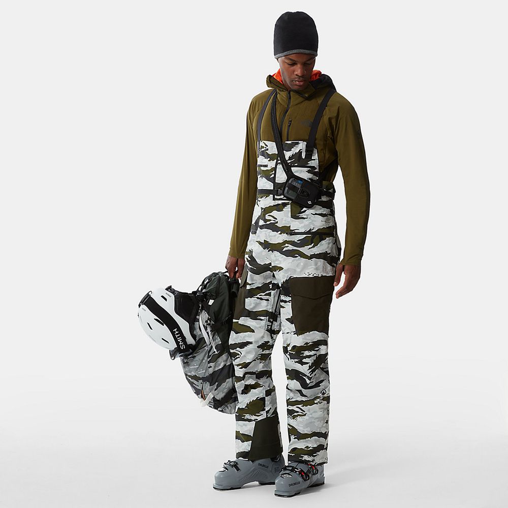 The North Face Pants Mens Australia - The North Face A-Cad Futurelight™ Bib Green Camo Print Skiing